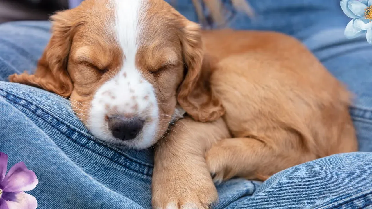 Young sleeping puppy on lap