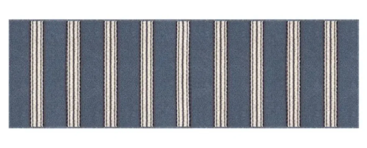 Kirkton House 2x6 Berber Stripe Utility Runner, Blue