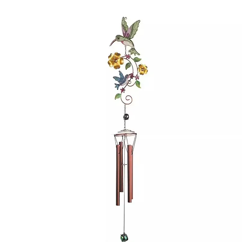 FC Design 34" Long Hummingbird with Flower Suncatcher Wind Chime