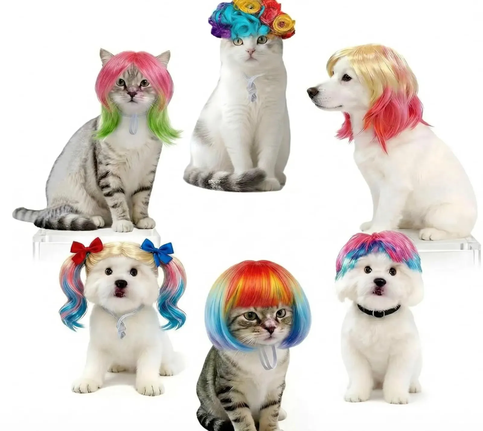 Amazon Pet Rainbow wigs