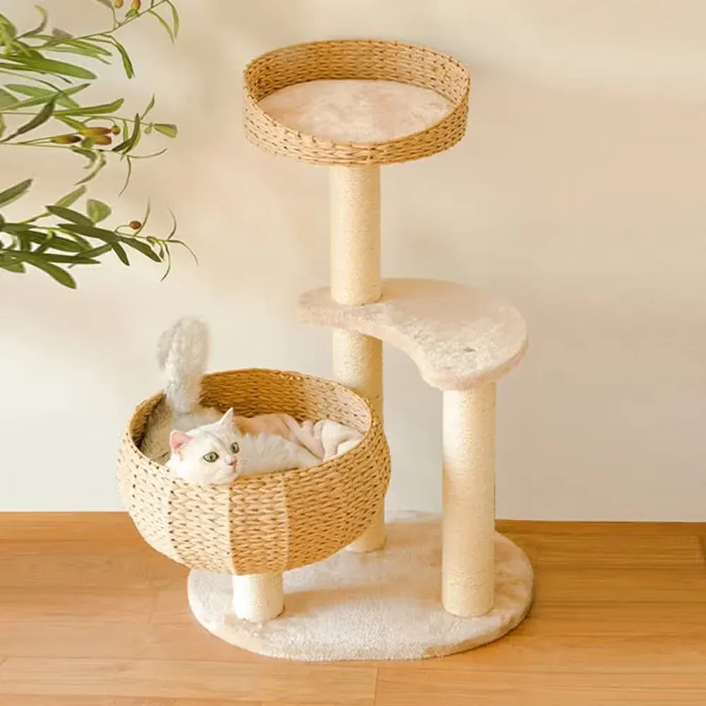 Happy & Polly Sleeping in the Bowl Plush Cat Tree