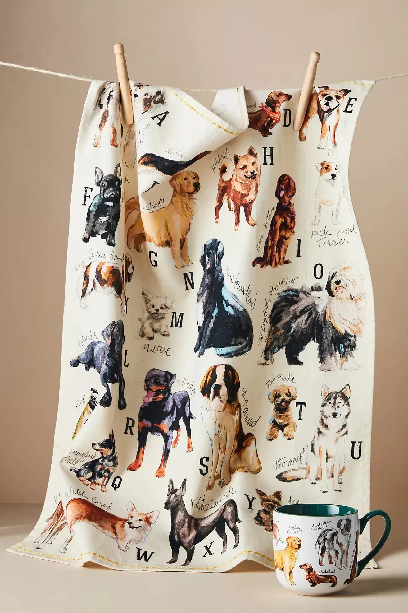 Anthropologie’s Dog Breeds A-Z Dish Towel